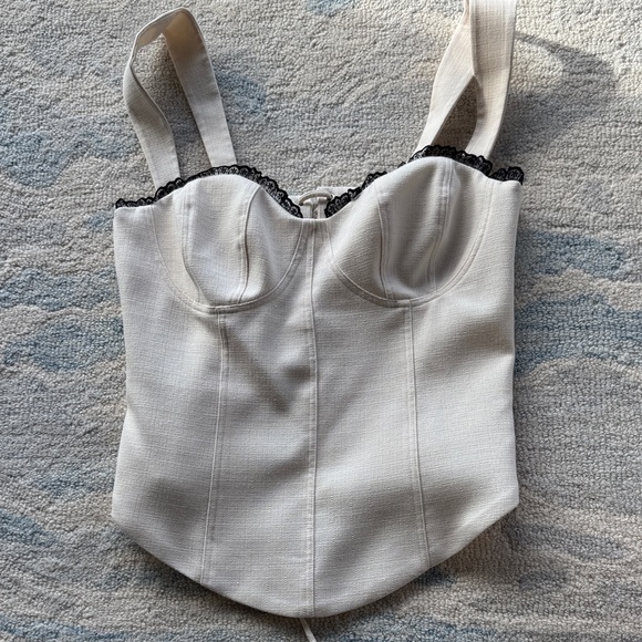 Reformation Cream Bustier with Black Lace Accent - Picture 3 of 7